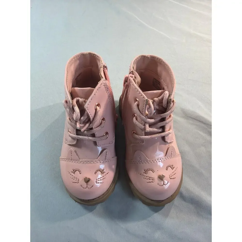 wonder nation Pink Patent Kitty boots size 5